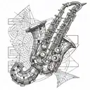saxophone constructiom tattoo design idea