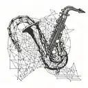saxophone constructiom tattoo design idea