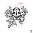 bender futurama roses skull tattoo design idea