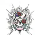bender futurama roses skull tattoo design idea