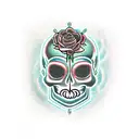 bender futurama roses skull tattoo design idea