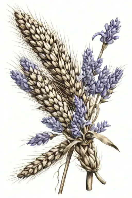 wheat bundle with lavender tied tattoo design idea