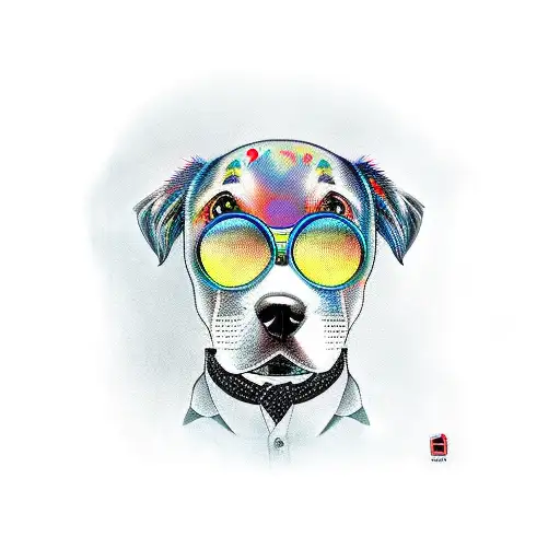 dog sitting alone tattoo design idea