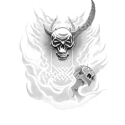 graveyard with devil  tattoo design idea