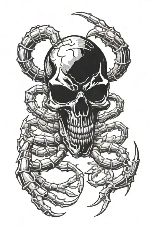 evil scorpion with skull head scary tattoo design idea