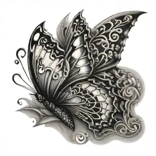 gothic butterfly  tattoo design idea