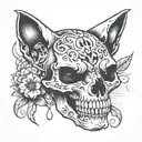 Cat skull tattoo design idea