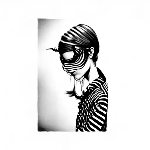 a girl in a striped shirt tattoo design idea