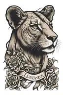 lioness and leukemia ribbon tattoo design idea