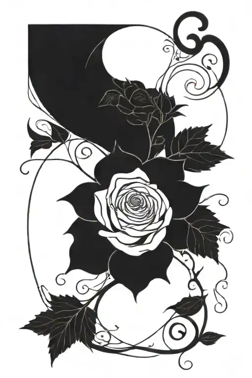 black floral piece with roses and vines, and a fine line scripture that says stay dangerous  tattoo design idea
