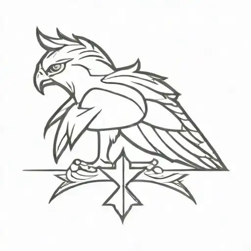 hawk crown cross tattoo design idea