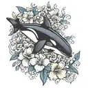 orca flowers tattoo design idea