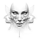 3 faces  tattoo design idea