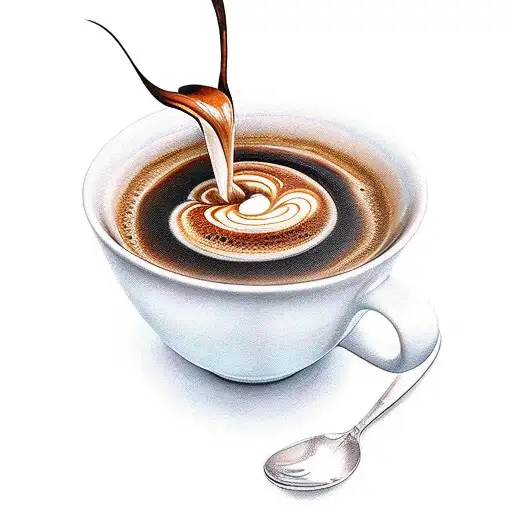 suminagashi spilling off a cup of coffee tattoo design idea