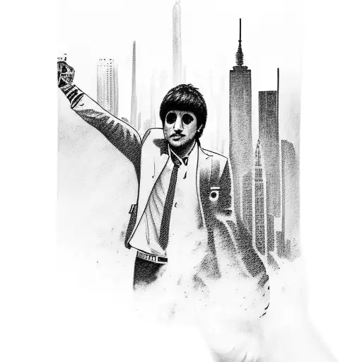  tattoo of Tony Montana's iconic quote 'The world is yours' with a city skyline tattoo design idea