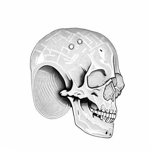 skeleton, quad bike, bucket hat tattoo design idea