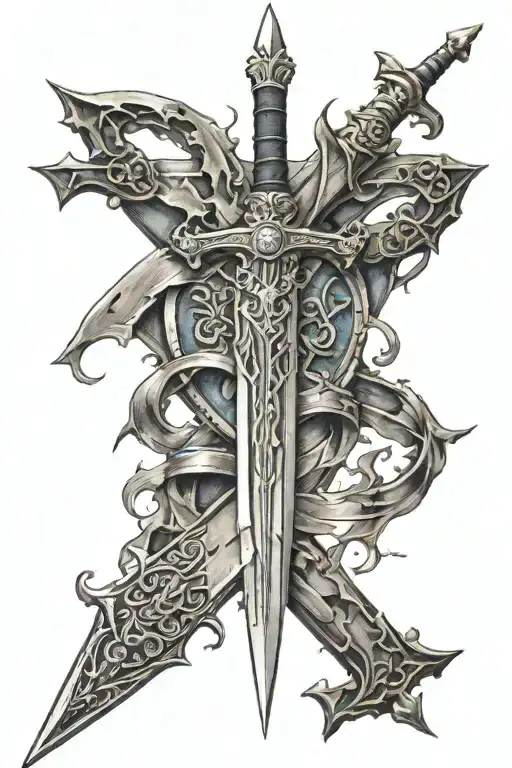 King Arthurs Sword cracked tattoo design idea