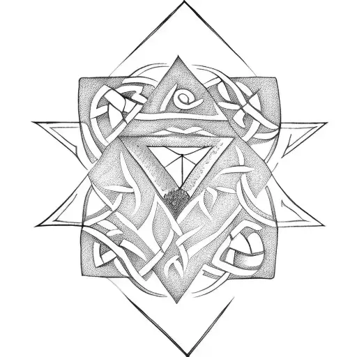 upside down triangle with Celtic boarder tattoo design idea