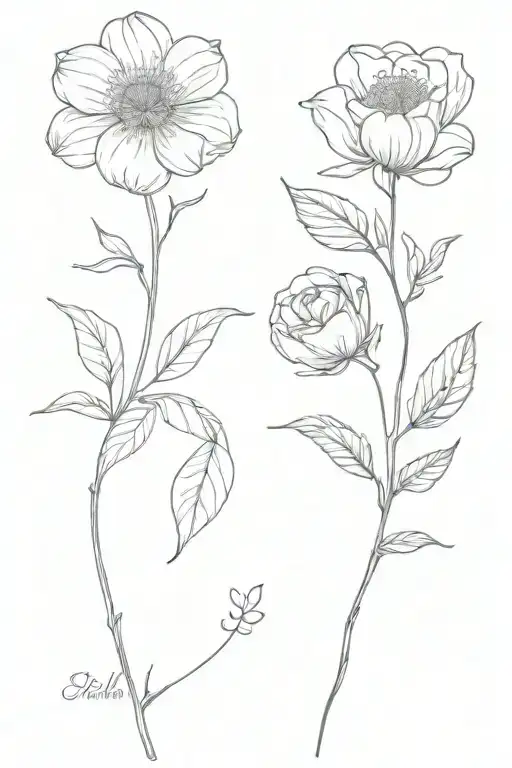 may and September birth flower tattoo design idea
