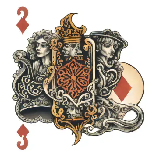 3 playing cards, a three in between 2 kings tattoo design idea