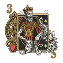 3 playing cards, a three in between 2 kings tattoo design idea