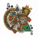 3 playing cards, a three in between 2 kings tattoo design idea