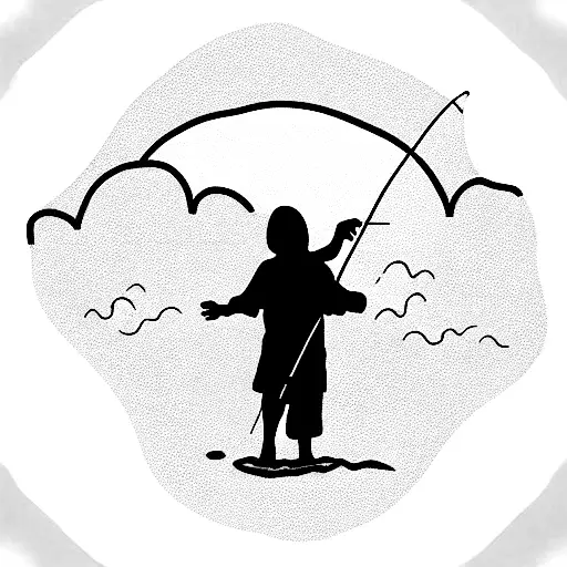 bandaid, fishing, jesus tattoo design idea