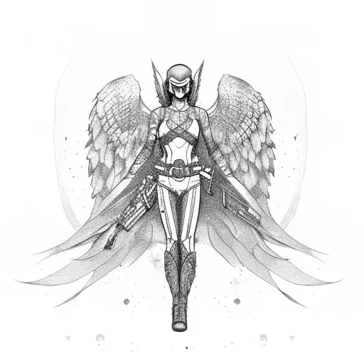 fallen soldier with arch angel tattoo design idea