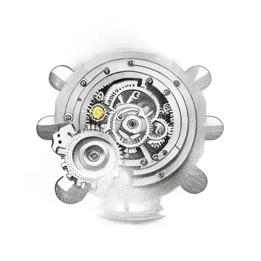 Mechanism with gears tattoo design idea