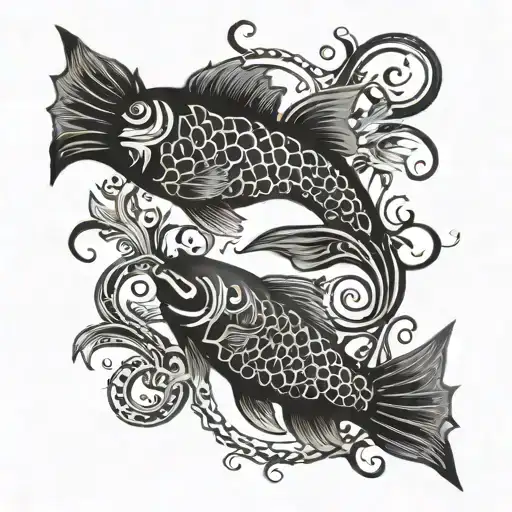 Gothic Pisces Fish yin yang tattoo design idea