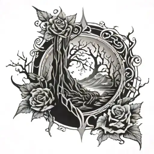 Broken narsil like in Lotr Fantasy style tattoo design idea