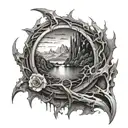 Broken narsil like in Lotr Fantasy style tattoo design idea