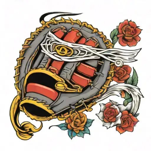 softball glove with halo made tattoo design idea