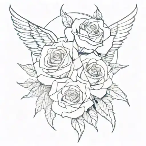 Roses Wings memorial tattoo tattoo design idea