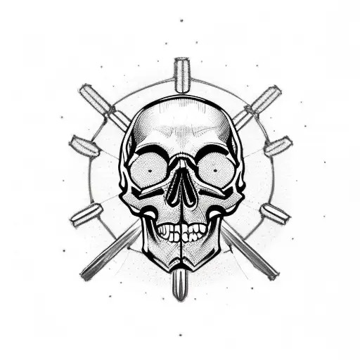 skull with gears as the brain (overthinking), don't need anything around the skull, just the skull and the gears tattoo design idea
