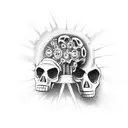 skull/head with gears as the brain (overthinking) tattoo design idea