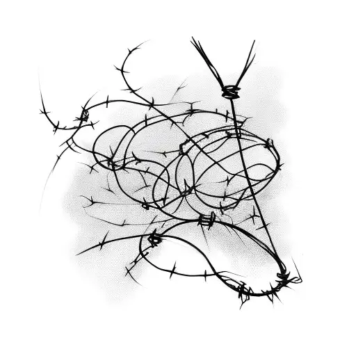 vines and barbed wire black ink  tattoo design idea