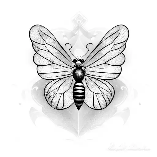Butterfly mixed with a bee tattoo design idea