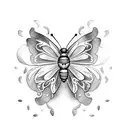 Butterfly mixed with a bee tattoo design idea