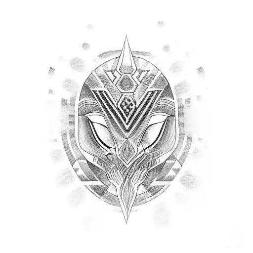 black and white drawing stoic tribal tattoo design idea