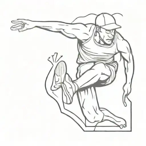 track and field athlete running man tattoo design idea
