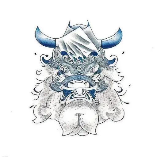 sumo wresler sea mountain tattoo design idea