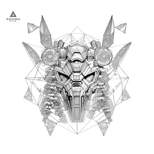 Combine elements from Horizon Zero Dawn and engineering symbols tattoo design idea