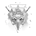 Combine elements from Horizon Zero Dawn and engineering symbols tattoo design idea