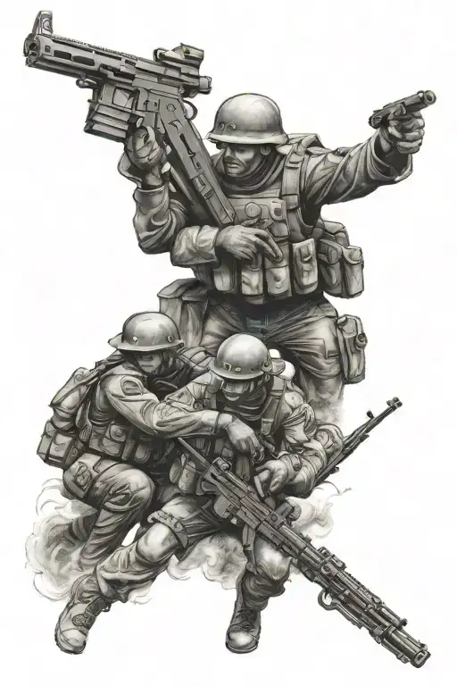 marine corps war scene tattoo design idea