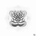 A blackwork design featuring succulents arranged to form the shape of a Mack truck tattoo design idea