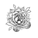 A blackwork design featuring succulents arranged to form the shape of a Mack truck tattoo design idea