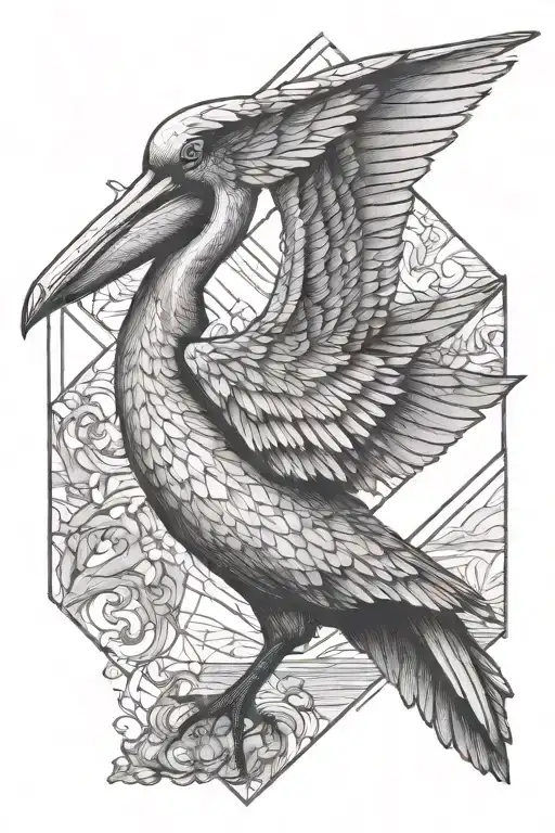 pelican diving tattoo design idea