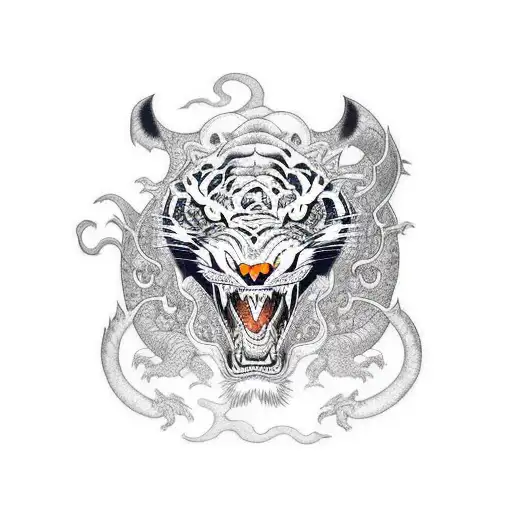 Black tiger in traditional tattoo 8837767 Vector Art at Vecteezy