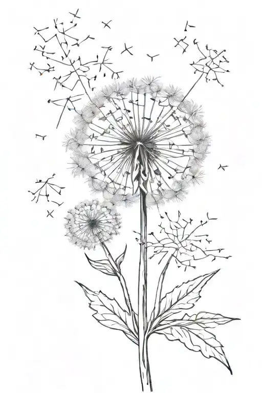 dandelion blowing with lyrics saying "without you I don't yet know quite how to live" tattoo design idea